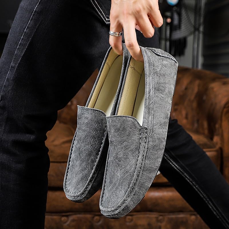Men's Loafers Round Toe Leather Driving Style Loafer Anti-Slip Flexible Lightweight Classic Slip On4