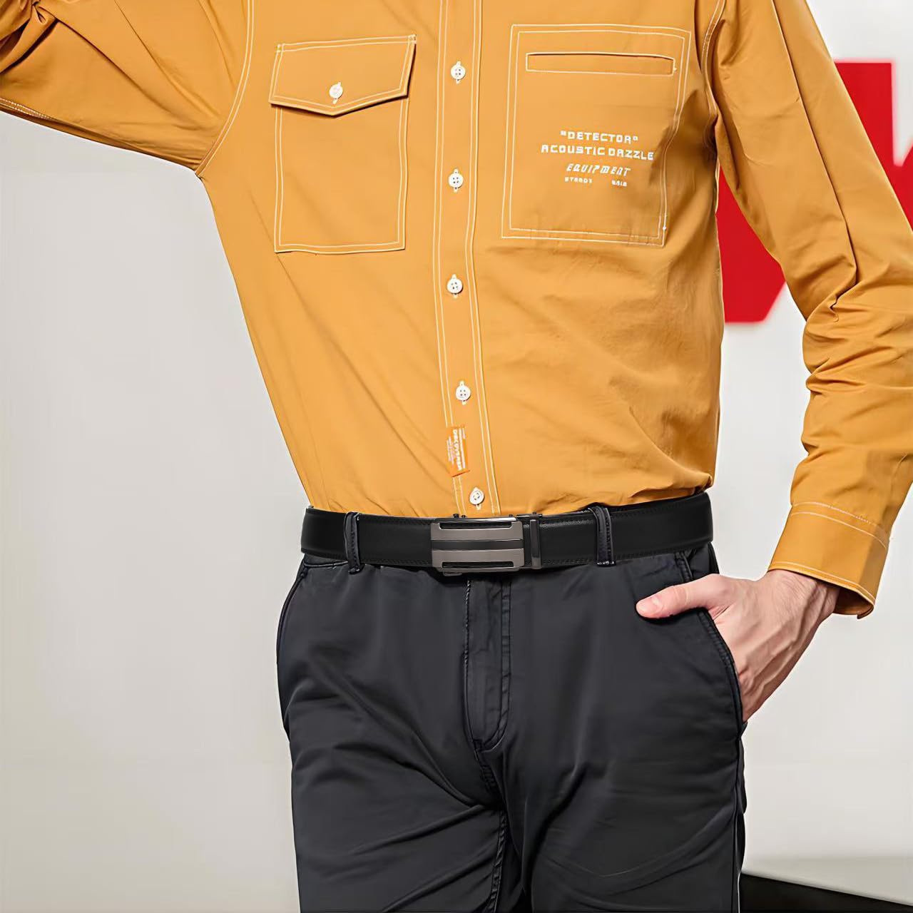 Cintura da uomo, stile casual, con fibbia automatica regolabile per adattarsi