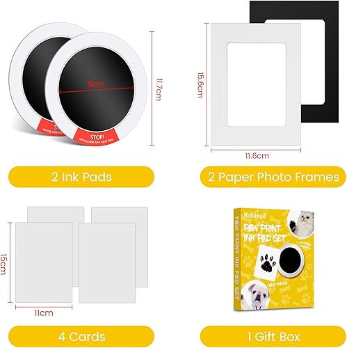 Miniatura 3 de Nabance Kit de impresión de patas, kit de impresión de nariz de perro, almohadilla de sello de huellas sin desorden para perros y gatos, kit de