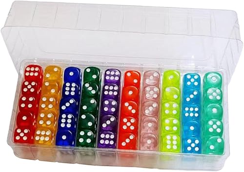 DYNWAVE Juego de 100 dados de 6 caras de acrílico translúcido a granel esquina redonda de 0551in para jugar juegos recuerdos de fiesta regalos de