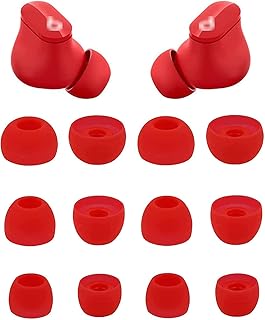 LALASTYLE Ear Tips Compatible with Beats Studio Buds, S M L 3 Sizes 6 Pairs Soft Silicon Earbuds Tips Eartips, Replacement for Beats Studio Buds, 6 Pairs, Red