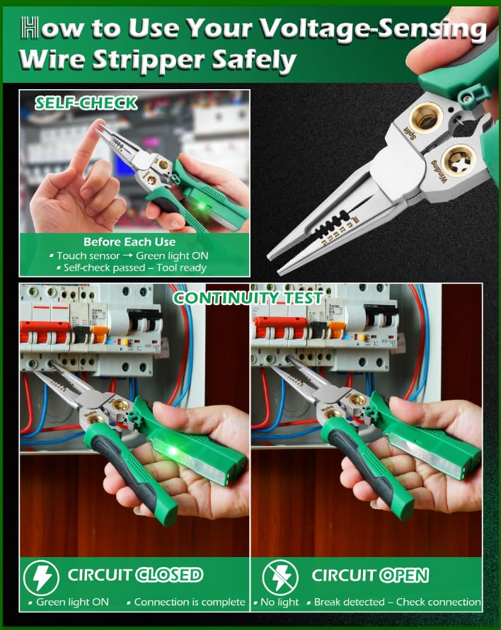 Fangxuee Pince à Dénuder 10 En 1 – Testeur Tension Électrique, Coupe, Sertissage, Enroulement Câbles