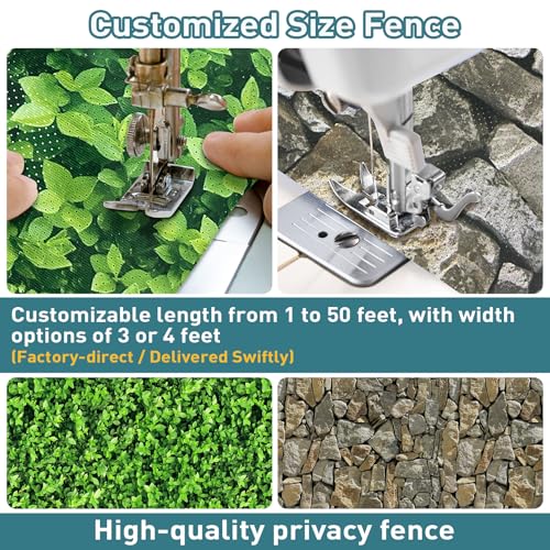 Image of Shade&Beyond Customized 3FT X 10FT Privacy Fence Screen 450 GSM PVC Printed Privacy Fence with Zip Ties for Courtyards, Pools, Balconies-Green Leaves