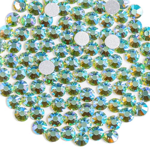 Image of Beadsland Flat Back Crystal Rhinestones, Peridot AB, SS16, 2880pcs | Flatback Glass Gems, 3.8-4.0mm, for Nail Art Craft, Glue Fix