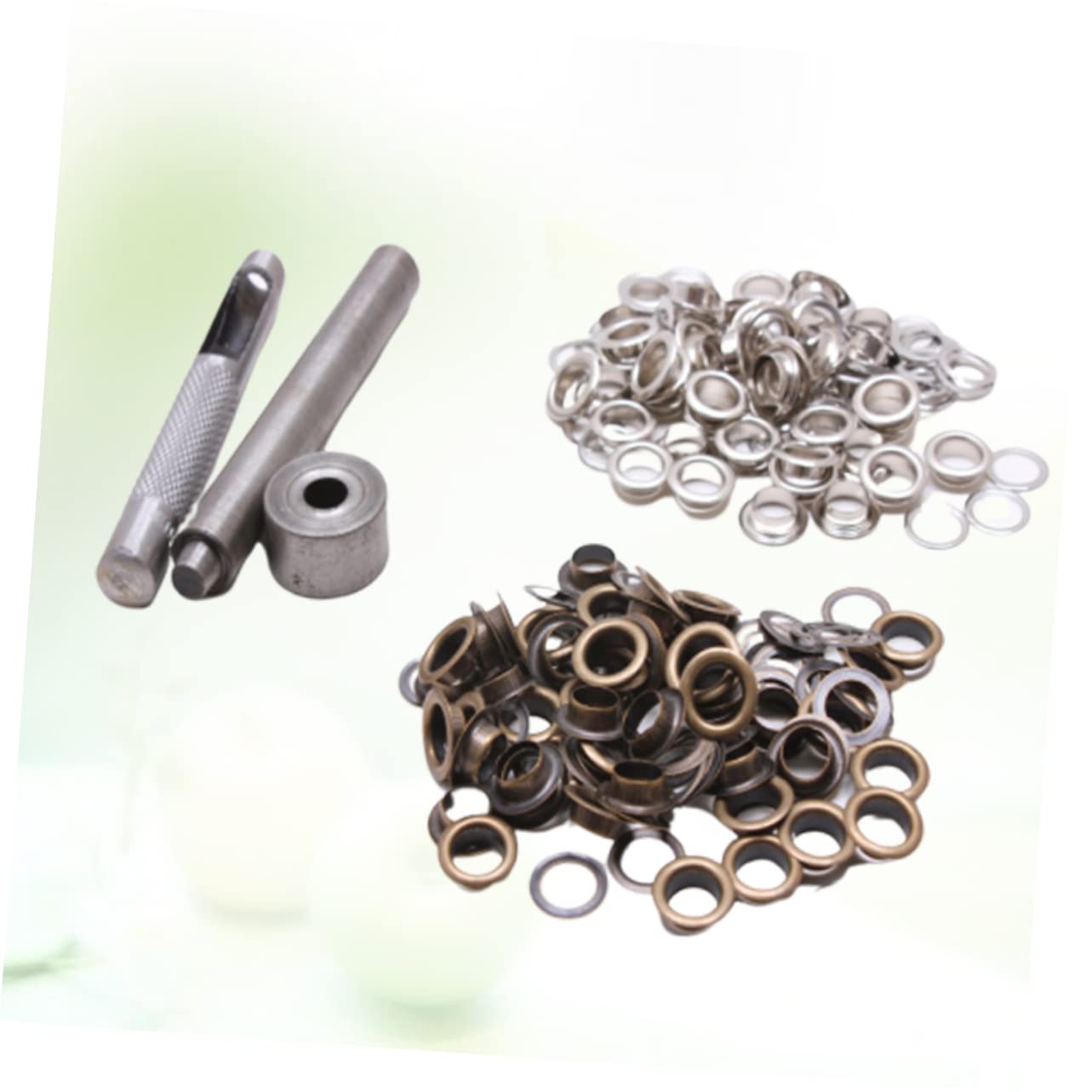 NUOBESTY 300sets Grommet Ottone Con Strumenti Kit Di Occhielli Colorati Per Abbigliamento Scarpe e Progetti Creativi Argento Antico