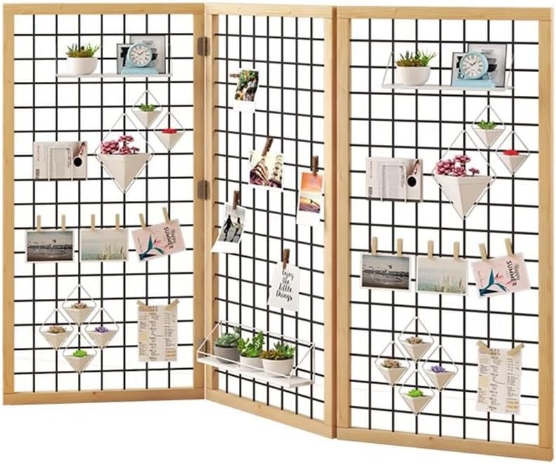 Foldable Grid Wall Panels Tower, Wire Gridwall Display Racks Floorstanding, Gridwall Panels for Art Craft Shows, Retail Display with Extra Clips and HooksBlack-3pcs,60x120cm