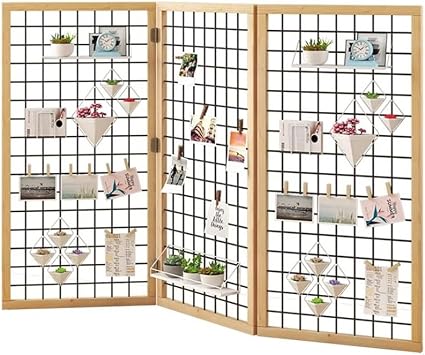 Foldable Grid Wall Panels Tower, Wire Gridwall Display Racks Floorstanding, Gridwall Panels for Art Craft Shows, Retail Display with Extra Clips and HooksBlack-3pcs,60x120cm