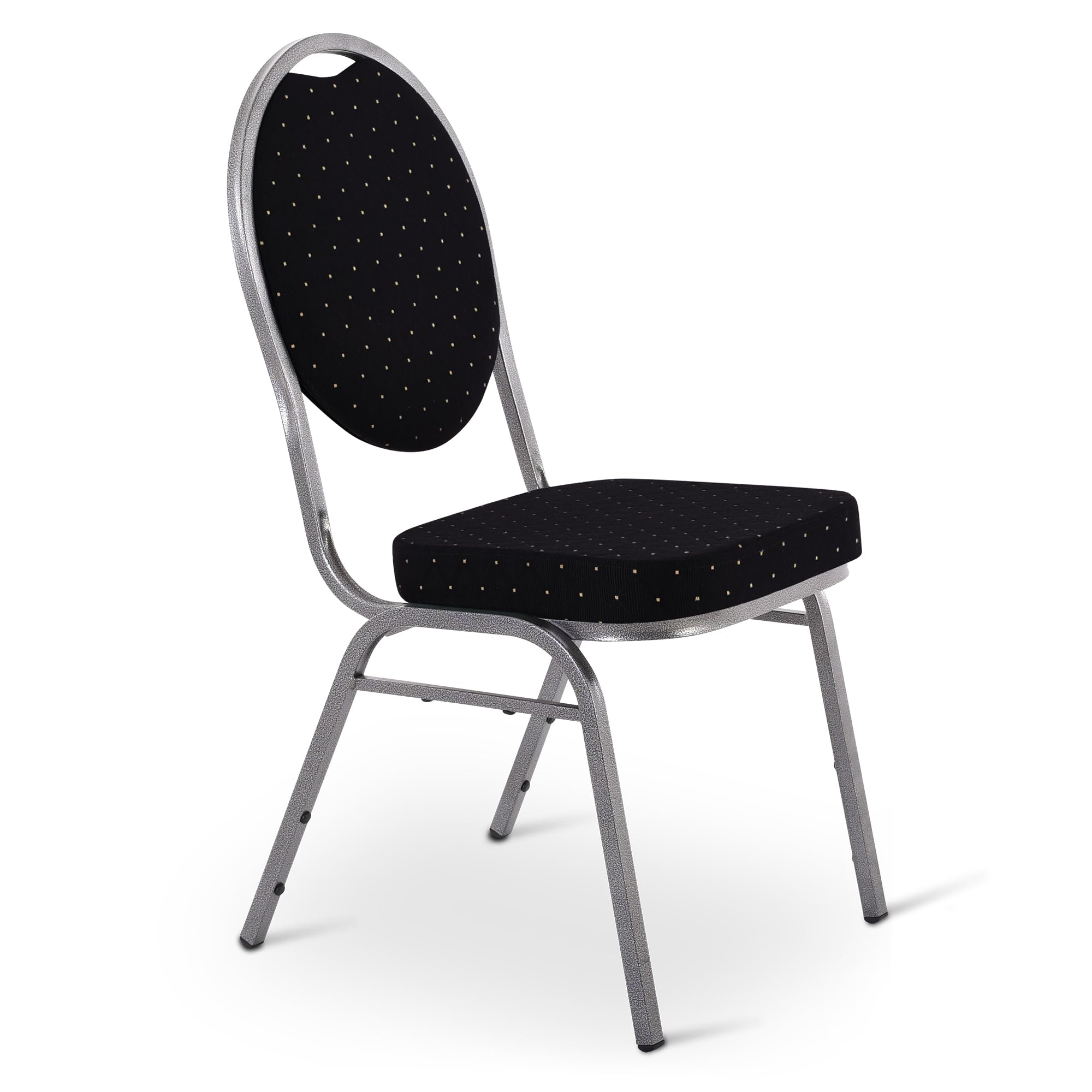 MACOShopde by MACO Möbel Raburg Stapelstuhl 6er-Set – Bankettstuhl gepolstert & stapelbar, bis 150 kg belastbar, robuster Stahlrahmen – Gastronomie, Hotel, Konferenz & Events | Vienna Silber/Schwarz