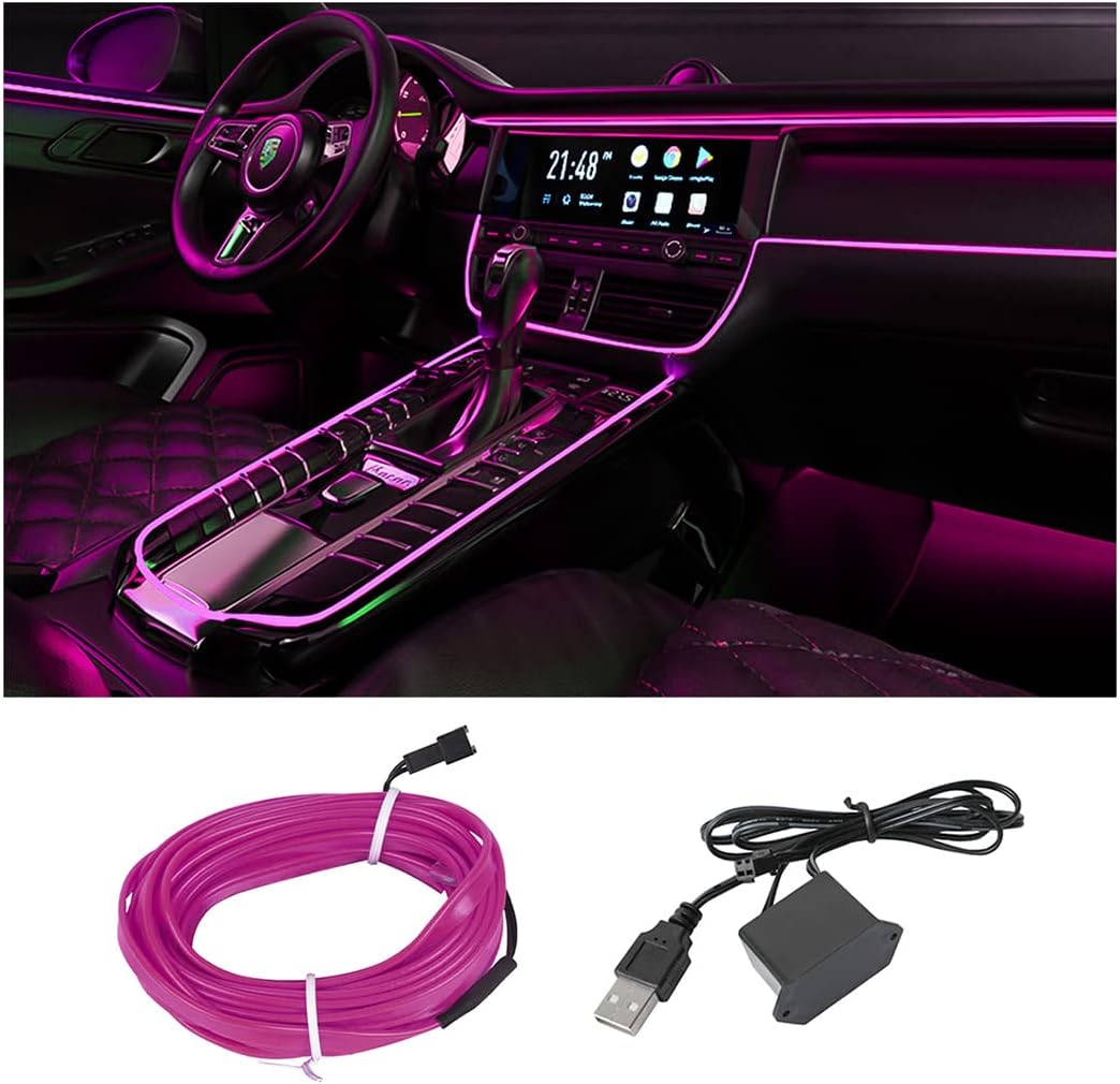 CGEAMDY EL Wire Car Interior LED Strip Lights, 5FT Neon Light with