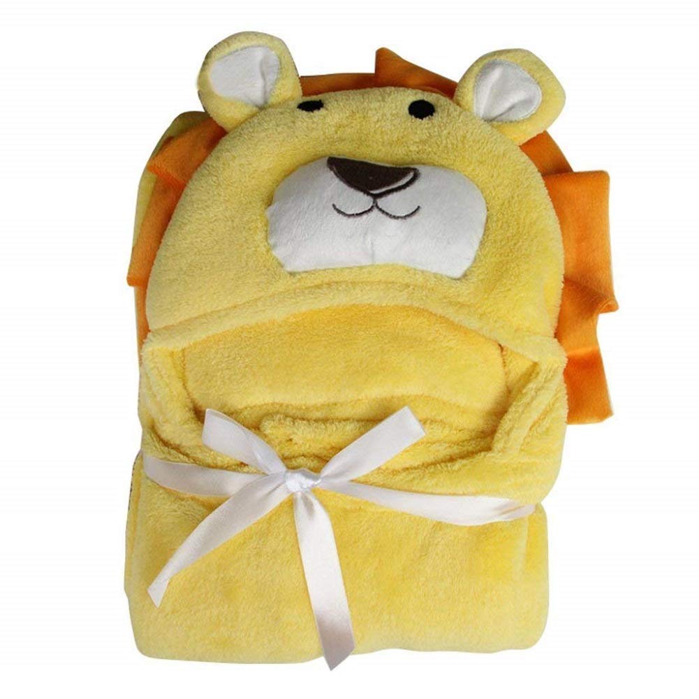 Asciugamano con Cappuccio per Bambini Coperta con Cappuccio in Pile Corallo Swaddle Wrap Animale in Stile per Bambino Piccolo