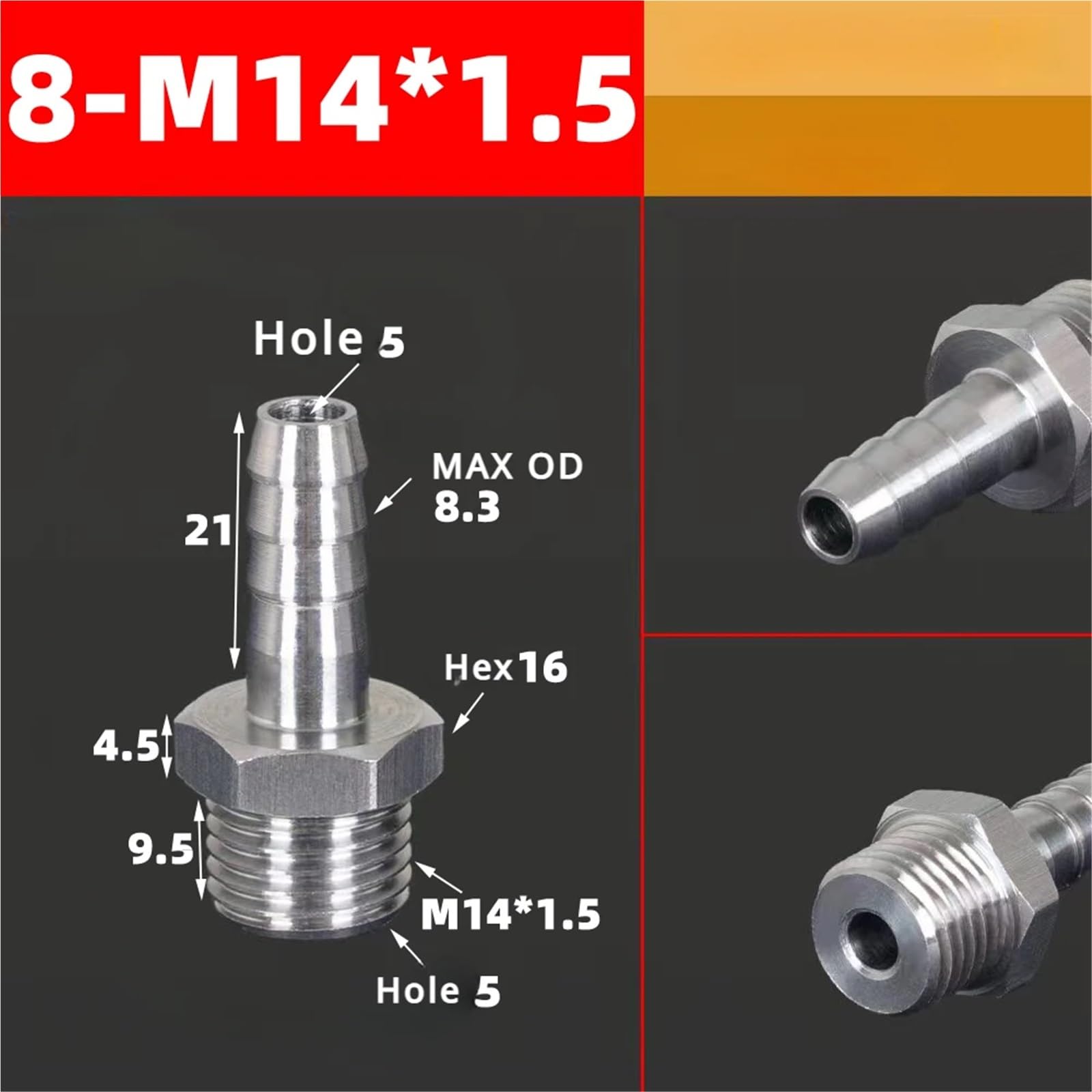 M3 M4 M5 M6 M8 M10 M12 M14 M16 metryczny męski do 3 4 5 6 8 10 12 mm złączka węża ze stali nierdzewnej 304 złączki do rur ze stali nierdzewnej (8 x M 14 x 1,5)