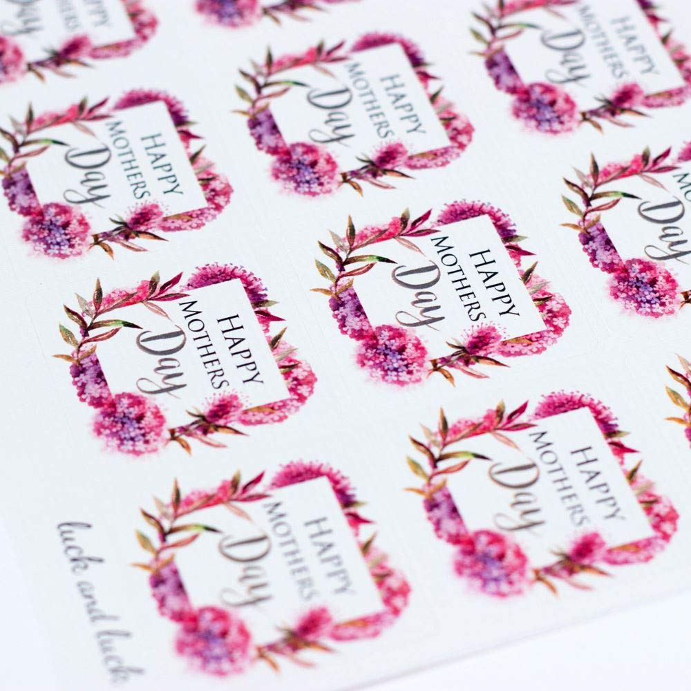 Luck and Luck HAPPY MOTHERS DAY Pink Blossom Single Sticker Sheet with 35 Stickers