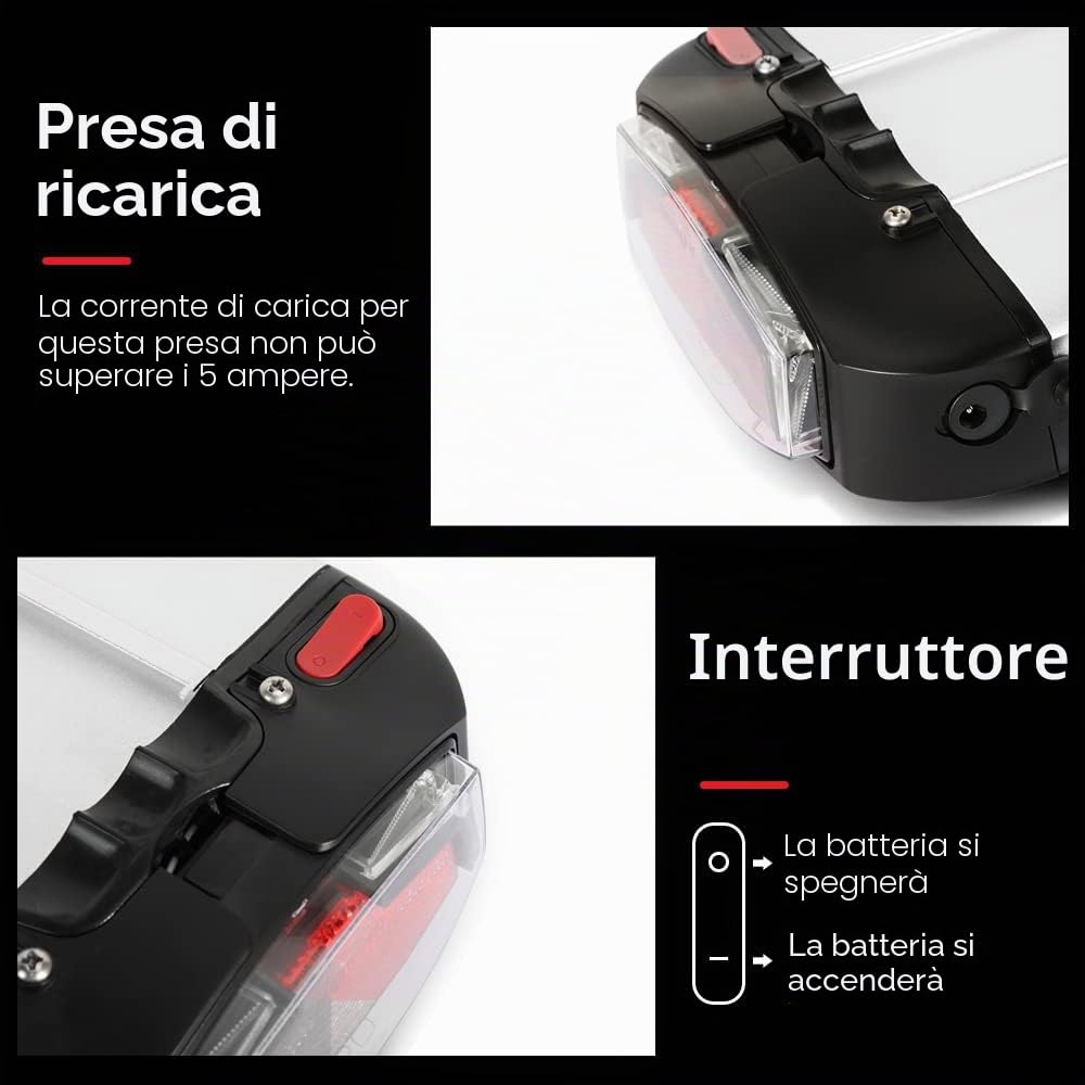 SEASON 36V Ebike Batteria con Portapacchi posteriore 13Ah 14.5Ah 15.6Ah 17.4Ah / 48V 10.4Ah Rear carrier Batteria agli ioni di litio con Caricabatterie per 0-800W ebike motore