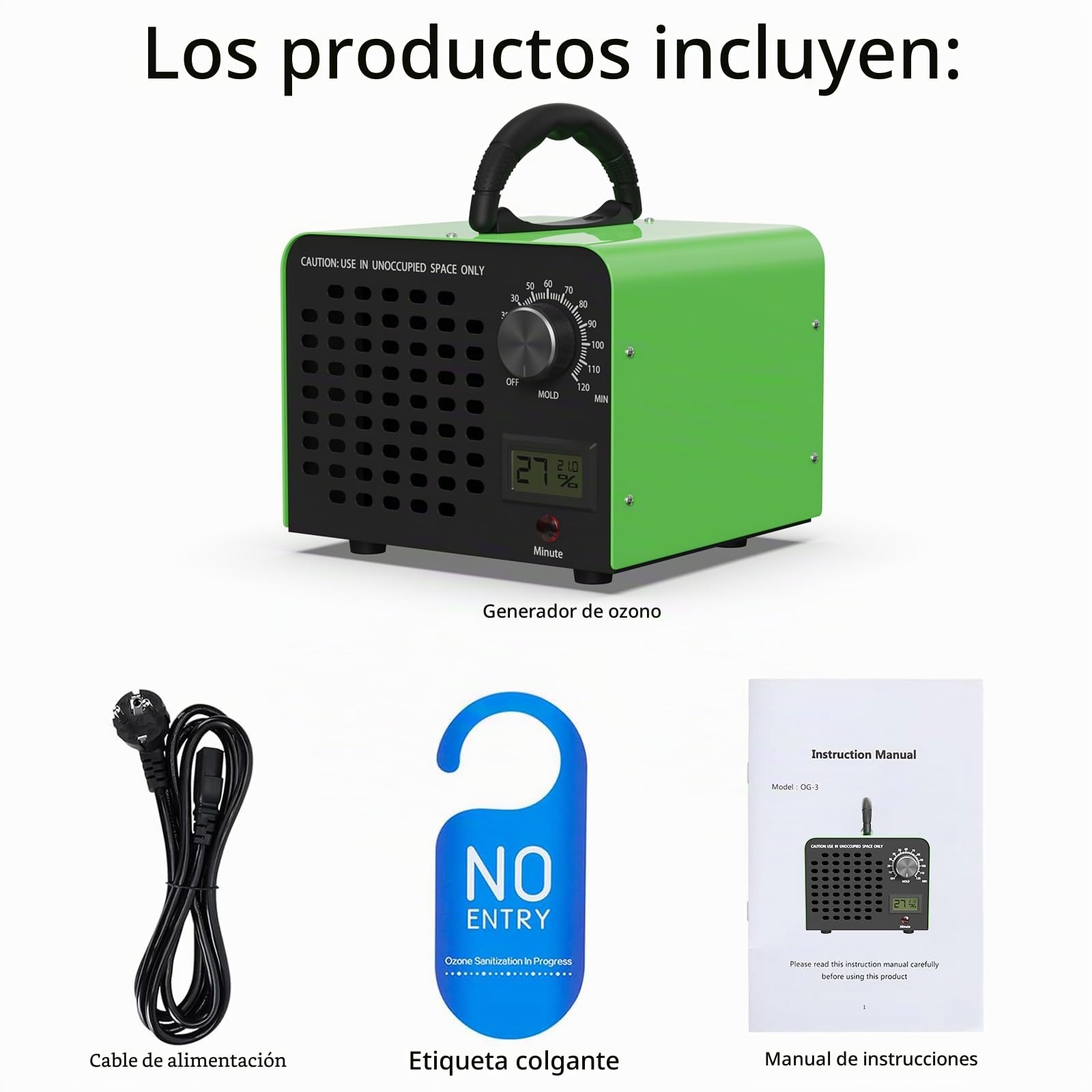 FREEUP Generador de Ozono 60.000 mg/h, Temporizador 120 Min y Pantalla