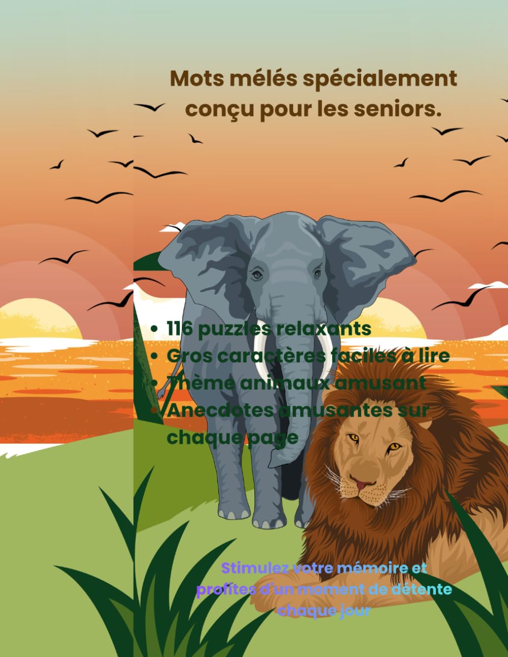 Grand Livre de Mots Mêlés – Animaux: 116 puzzles relaxants en gros caractères pour seniors