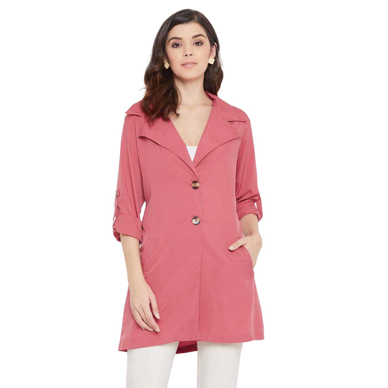 Color CocktailWomen's Solid Trench Coat
