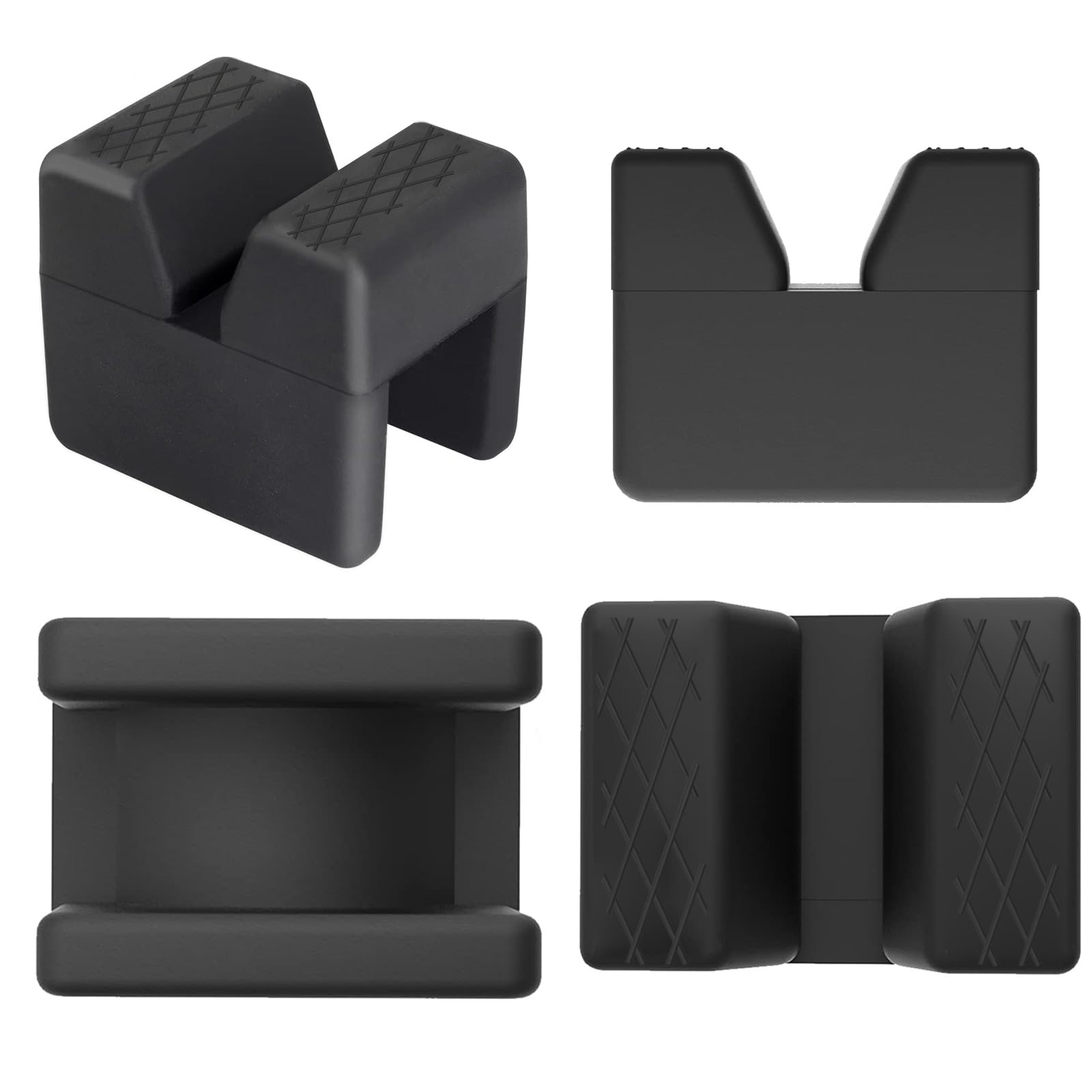 Rubber Cushion for Jack, 4 Pcs Jack Stand Pad Load 2-3 Ton Hi Lift Steel Universal Slotted Frame Rubber