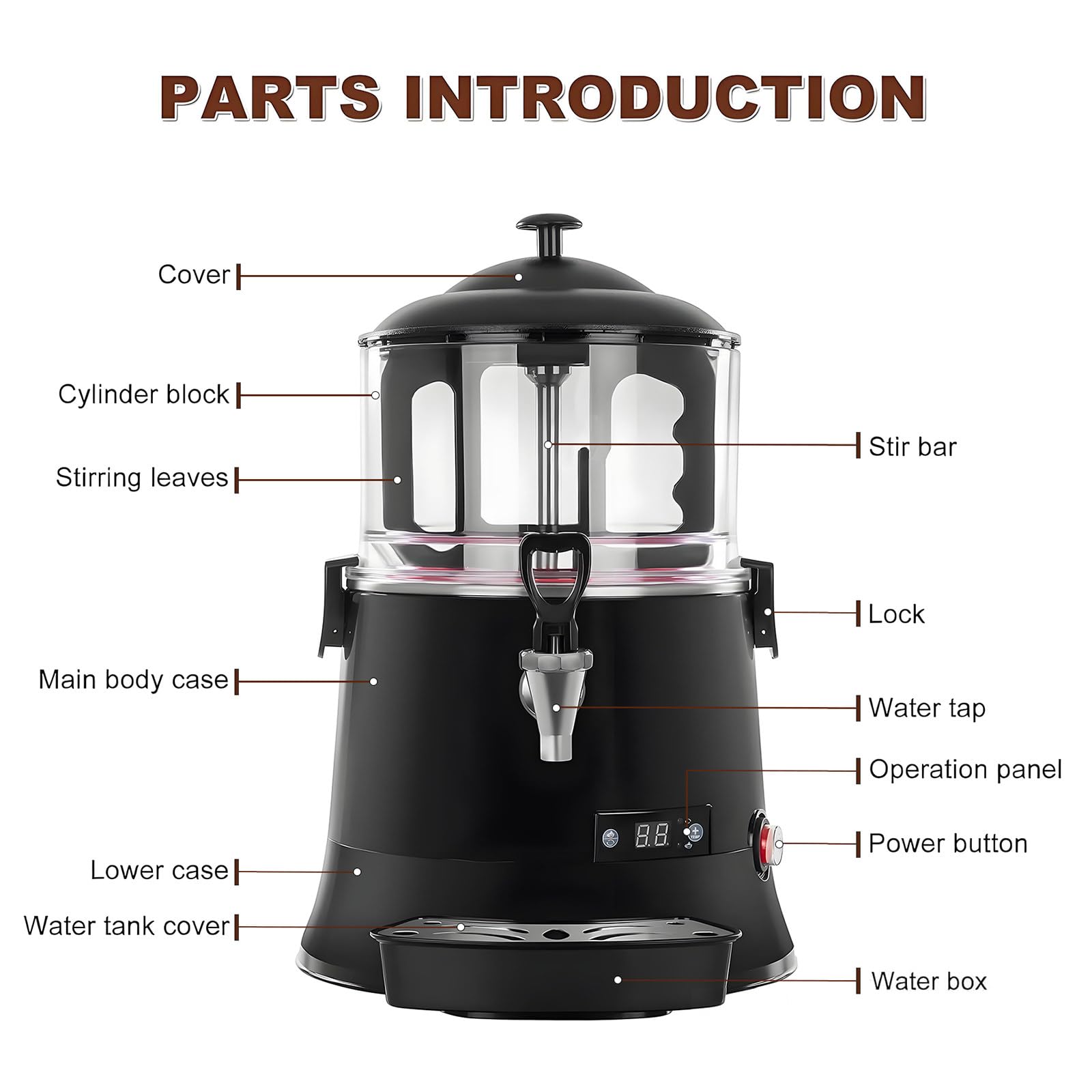 Máquina Comercial de Chocolate Caliente,Calentador Dispensador de Chocolate Eléctrico 600W,Rango de Temperatura: 30-90℃,Ahorrador de Energía y Rentable,Máquina Eléctrica para Hacer Bebidas 5L