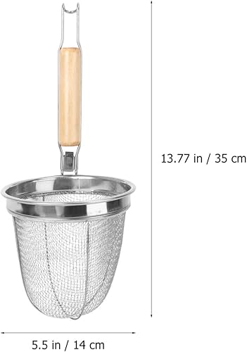Miniatura 2 de Operitacx Colador de fideos de acero inoxidable para cocina, tamiz de malla, utensilio de servidor de pasta
