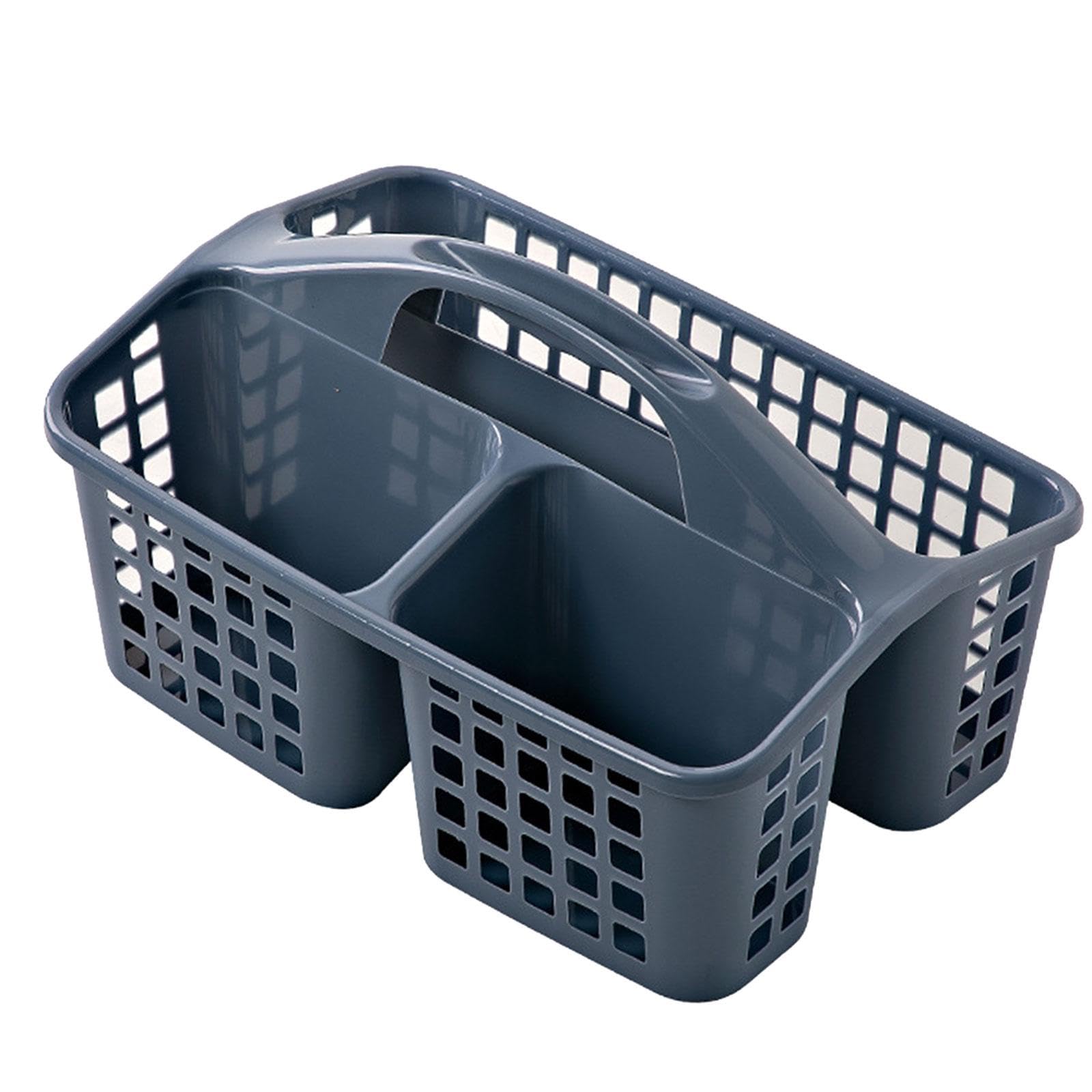 ATORSE® Portable Shower Caddy Basket Cleaning Supplies Bucket 3 Divided Compartments Blue 3