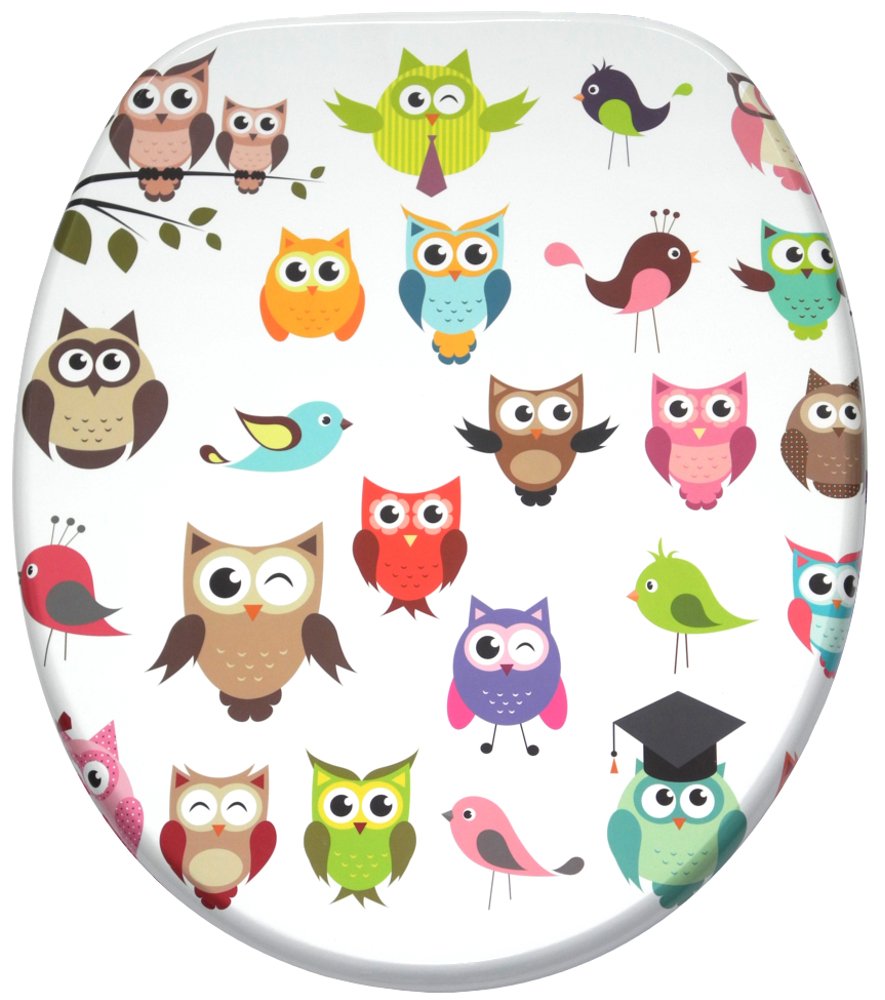 Sanilo Toilet Seat, Stable Hinges, Easy to Mount, Wooden Toilet Seat Owl