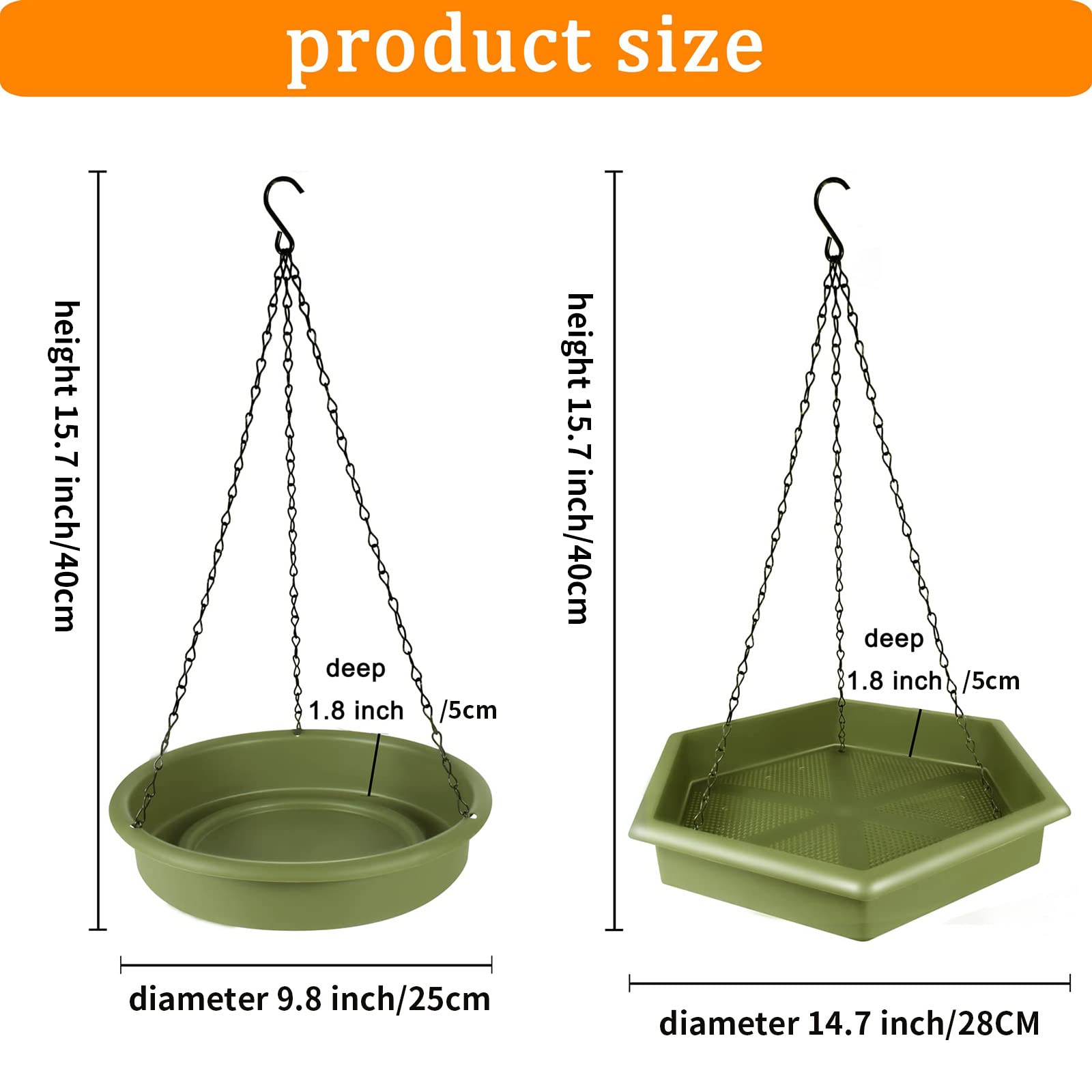 Mangiatoia per Uccelli, 2 in 1 XL Mangiatoia per Uccellini da Esterno & Abbeveratorio per Uccelli (Verde militare)