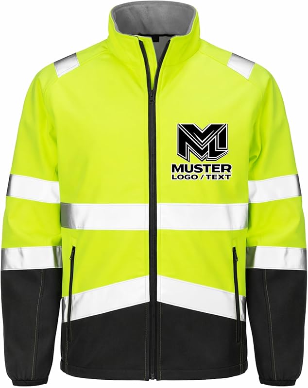 Herren Softshell Sicherheitsjacke personalisierbar mit Logo oder Text | Wasserdicht | 100% Polyester | S–4XL | bedruckte Arbeits- & Firmenjacke