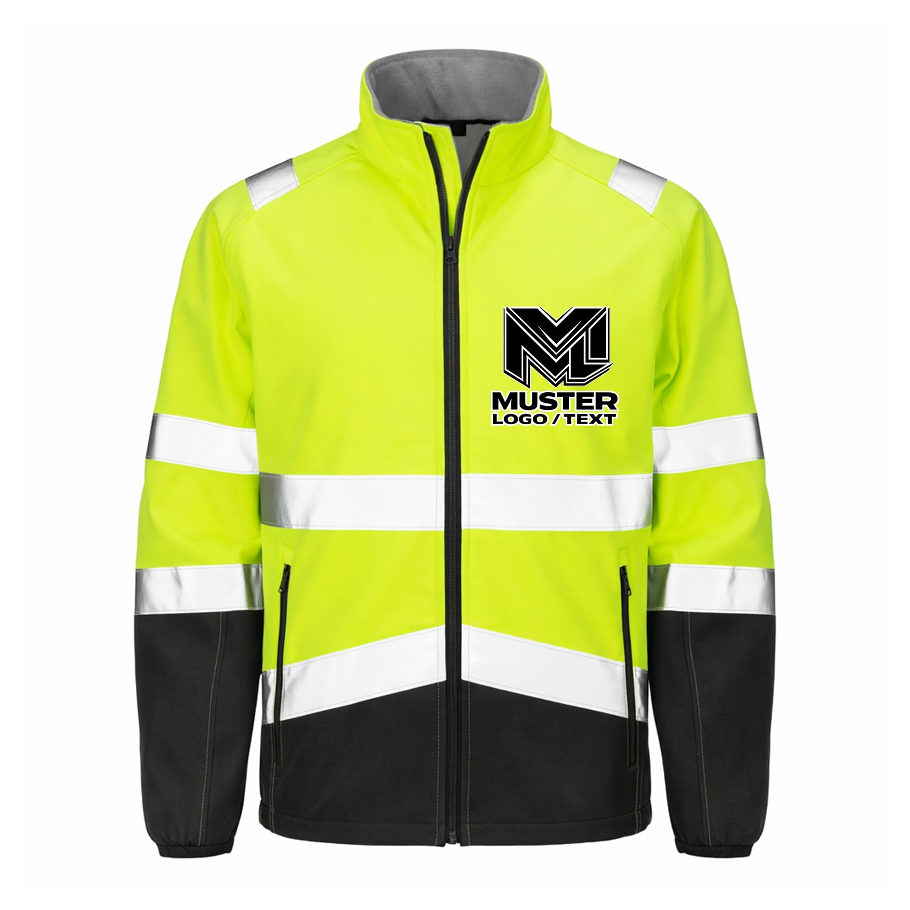 Herren Softshell Sicherheitsjacke personalisierbar mit Logo oder Text | Wasserdicht | 100% Polyester | S–4XL | bedruckte Arbeits- & Firmenjacke