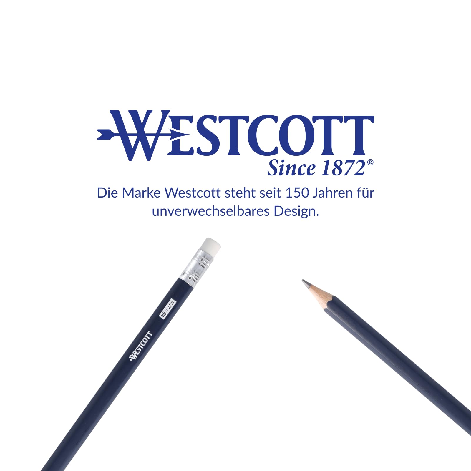 Westcott Ołówki HB, 12 sztuk | Value pack ołówków z gumką | Sześciokątny trzonek w kolorze ciemnoniebieskim | E-733992 00