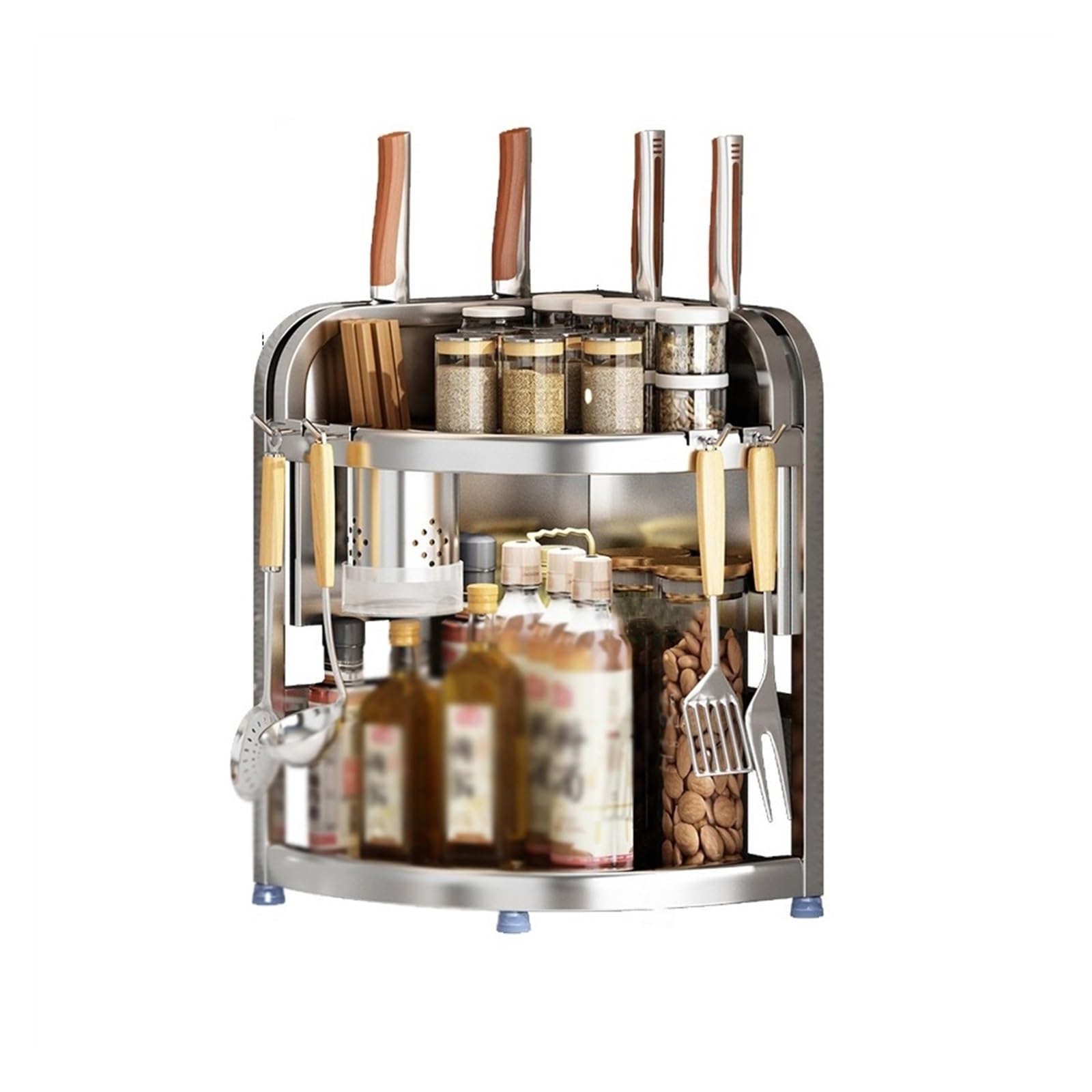 shangguanyun456 Spice Rack Multi Wall Corner Tripod Spice Rack Organiser 2 Tier Spices Organizers and Storage Racks Free Standing for kitchen Countertop Organizer(Small)