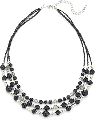 Noessla Beaded Statement Necklaces for Women Layered Chunky Bead Necklace Fashion Costume Jewelry Gifts for Mom