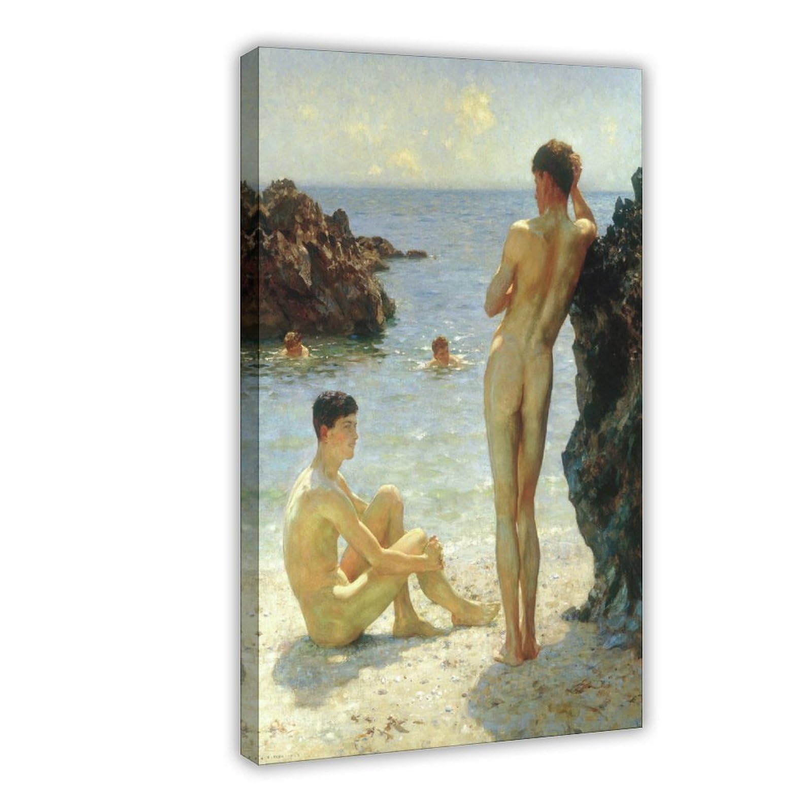 ANFOTCM Henry Scott Tuke,Lovers Of The Sun, Poster Print Decorative Painting Canvas Wall Art Living Room Posters Bedroom Painting 20x30inch(50x75cm)