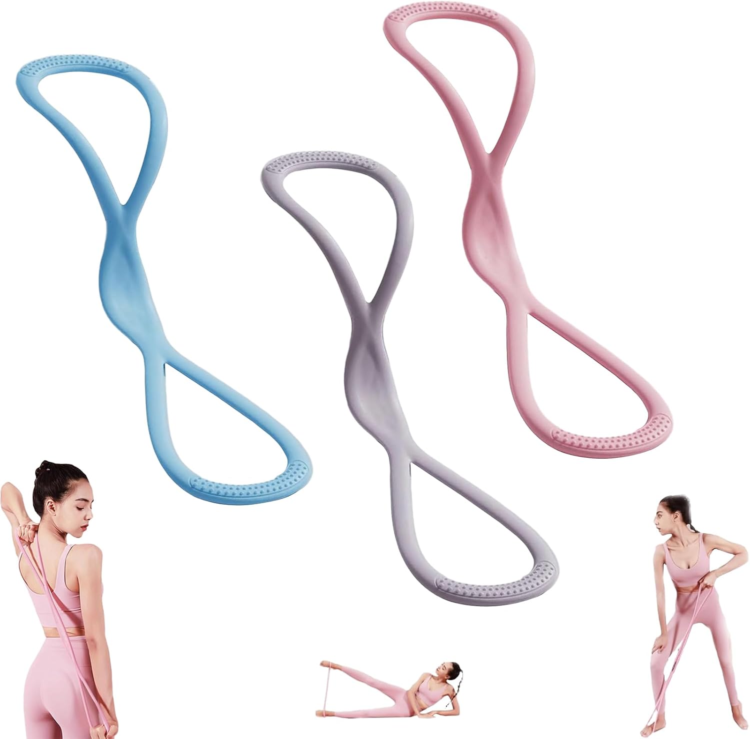 Luminousdo Resistance Bands,Figure 8 Resistance Bands for Women Men,Upgraded 8 Shaped Resistance Band with Handles, for Working Out, Arm, Chest Expander Strap, Yoga Starter Set