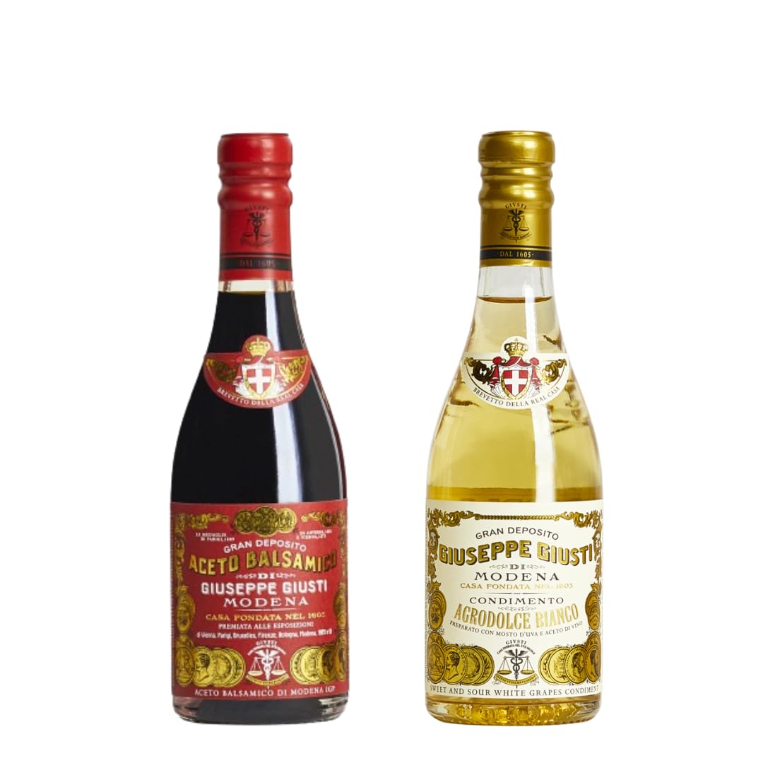 Giusti - Balsamico-Essig aus Modena 3 Goldmedaillen und Condimento Agrodolce Bianco - 2 x 250ml