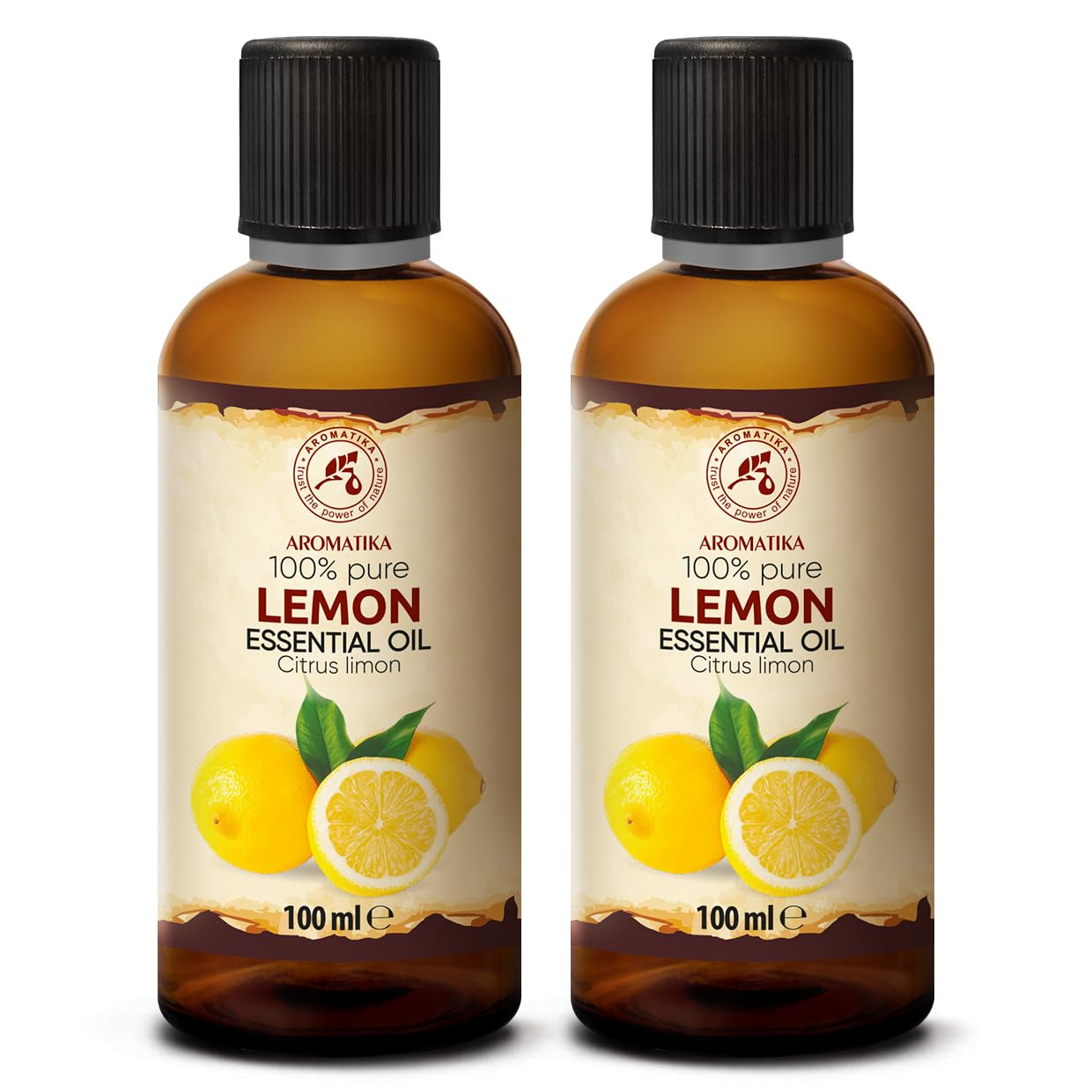 Ätherisches Zitronenöl 2x100 ml - Citrus Limon - Reines Ätherisches Öl - für Diffusers und Duftlampen - Zitrus Duft - Aromakerze - Seife - Lufterfrischer - Aromatherapie