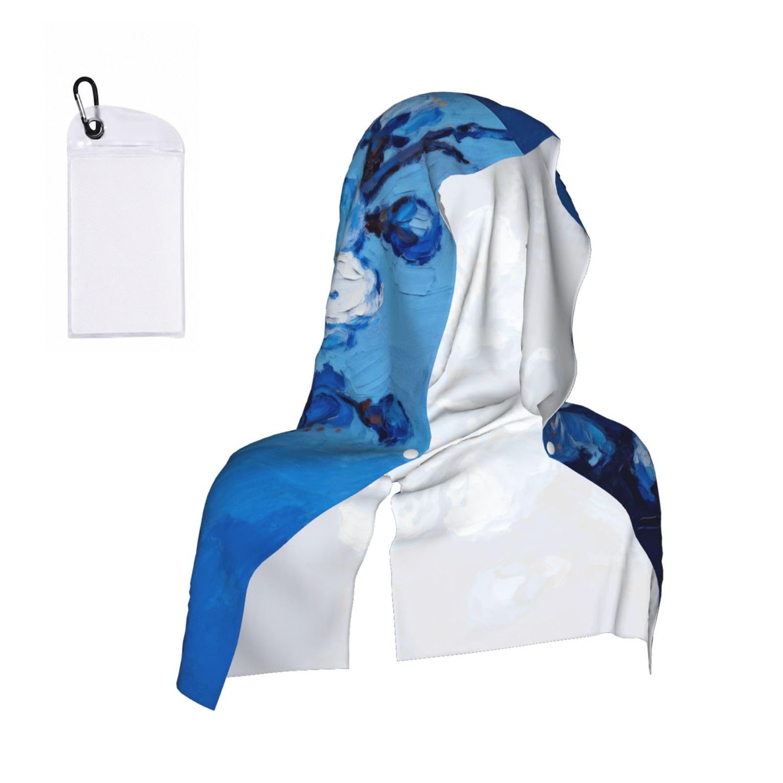 CNTDBU Blue plum blossoms Cooling Towel Hooded-Instant Chill Neck Cover for Sports, UV Cooling Rag for Running Gym