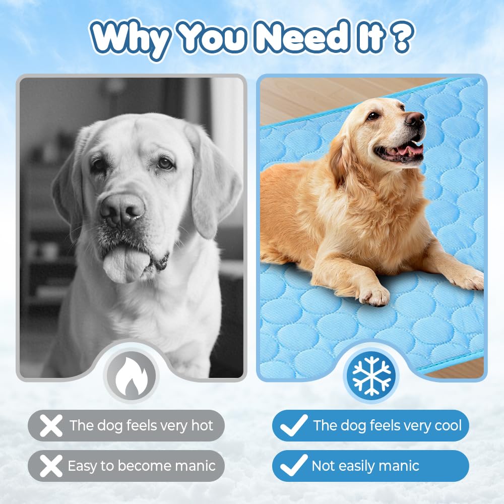 Generisch Kühlbett für Hunde, 2025 Neu Die Innovative Kühlmatte Für Hunde, Selbstkühlende Hundematte Dog Cooling Mat Pad Kühlmatte Katze Eiskühler (Dunkelblau, XL)