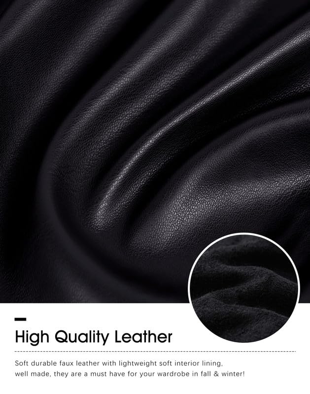 SANTINY Pantalon en similicuir pour femme - Taille haute - Jambe droite - Pantalon court en similicuir végétalien mat pour femme