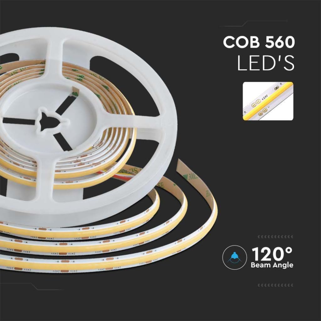 STRISCIA 2800 LED 2835 COB LUCE 3IN1 5METRI IP20 24V VT-2835IP20560COB-LED10555