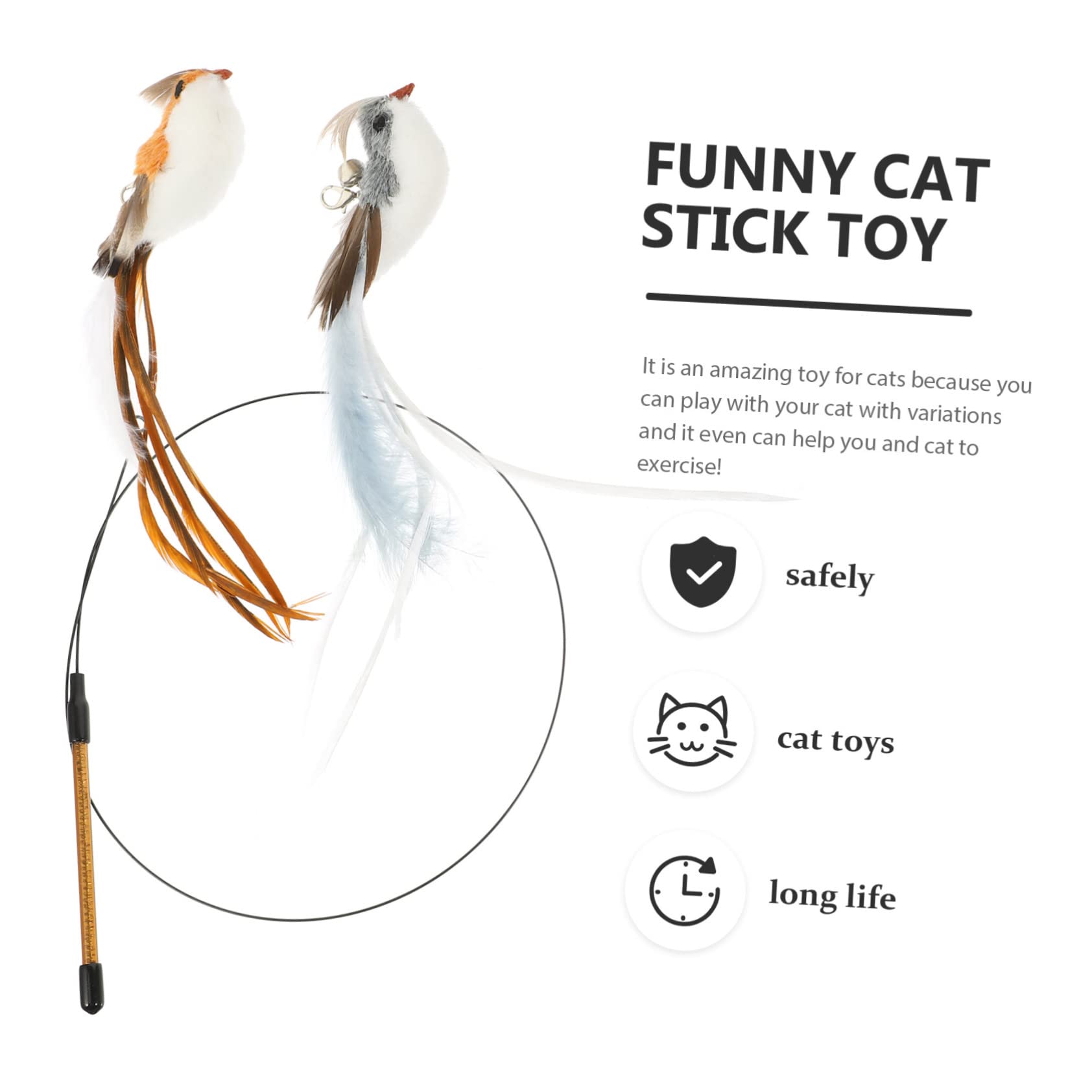 VANZACK 5sets Giochi Interattivi Per Gatti Con Piume e Testine Sostituibili Per Gatti Interni Stimola Attività Fisica e Divertimento