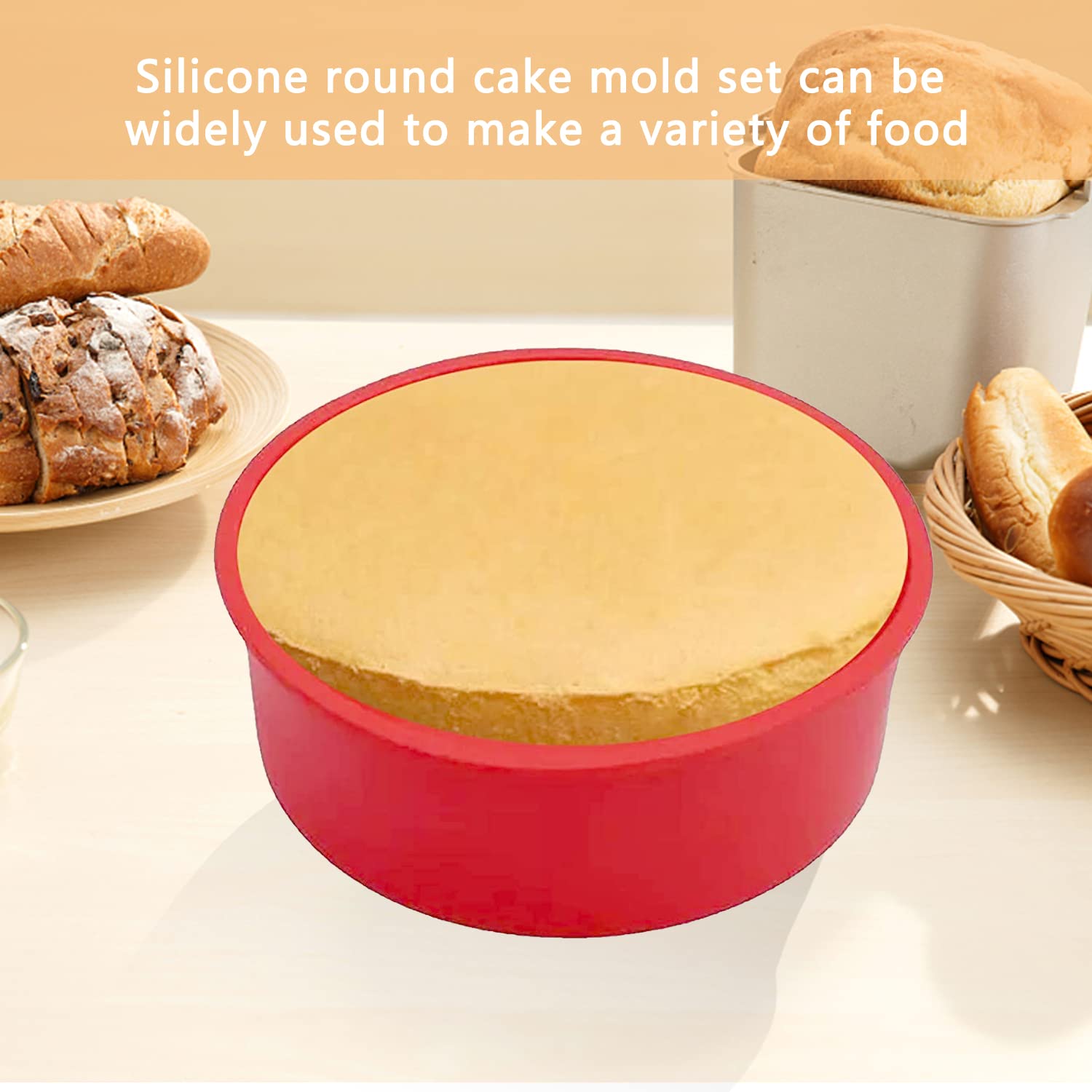 Lot De 4 Moules à Gâteau Silicone 4 Pouces - Moules Ronde Antiadhésif Pâtisserie Réutilisables