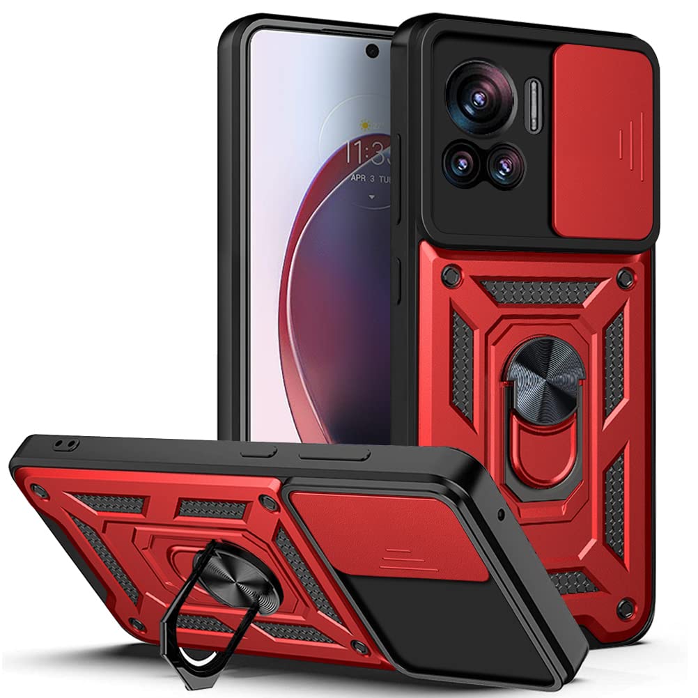 Cover DESSEN Per Motorola Moto Edge 30 Fusion - Custodia Antiurto In TPU E PC, Con Anello Magnetico Rotante E Copriobiettivo Scorrevole, Rosa Oro - 4