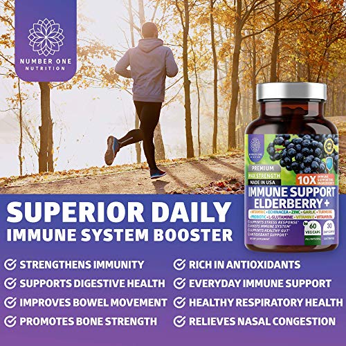 N1N Premium Elderberry Immune Support With Vitamin C & Zinc + Powerful Mushroom Complex With 10 Potent Mushrooms, All Natural Supplement To Boost Immunity, Brain Health And Energy Levels, 2-Pack #TOP3