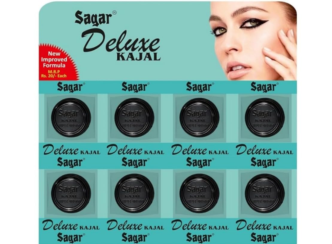 Sagar Deluxe Kajal Long Lasting Natural Herbal Eye Kajal Deep Black Smooth Smudge Resistant Everyday for Men Women and Kids 2g Pack of 8-image-28