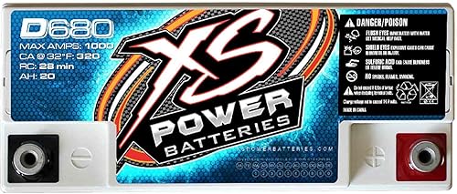 Miniatura 2 de XS Power D680 - Batería AGM de 1000 amperios con hardware de terminal M6, batería AGM de ciclo profundo de 12 voltios, 20 Ah, 370 CA, para sistemas