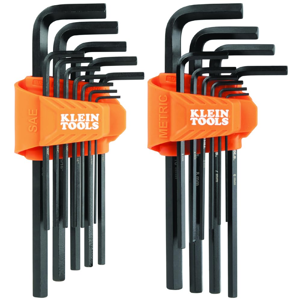 KLEIN TOOLS LS22 22-Piece Long Hex Key Set, SAE and Metric, Heat