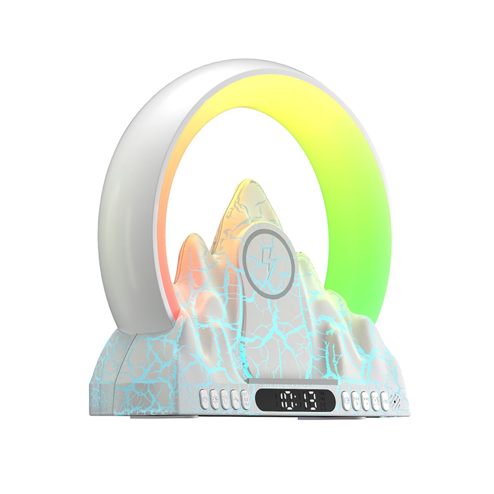 Réveil Lumineux Wake Up Light Sunrise avec Chargeur Sans Fil, Éclairage 16 Millions De Couleurs et Sons Naturels pour Décorer Votre Bureau Ou Votre Chambre à Coucher