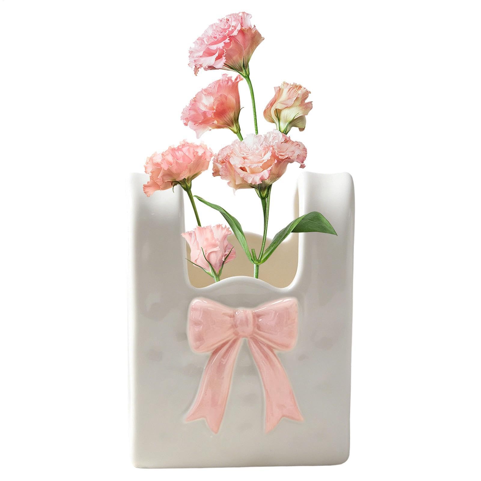Jarrón de cerámica hecho a mano de 11x14 cm para decoración y mini almacenamiento de mesa