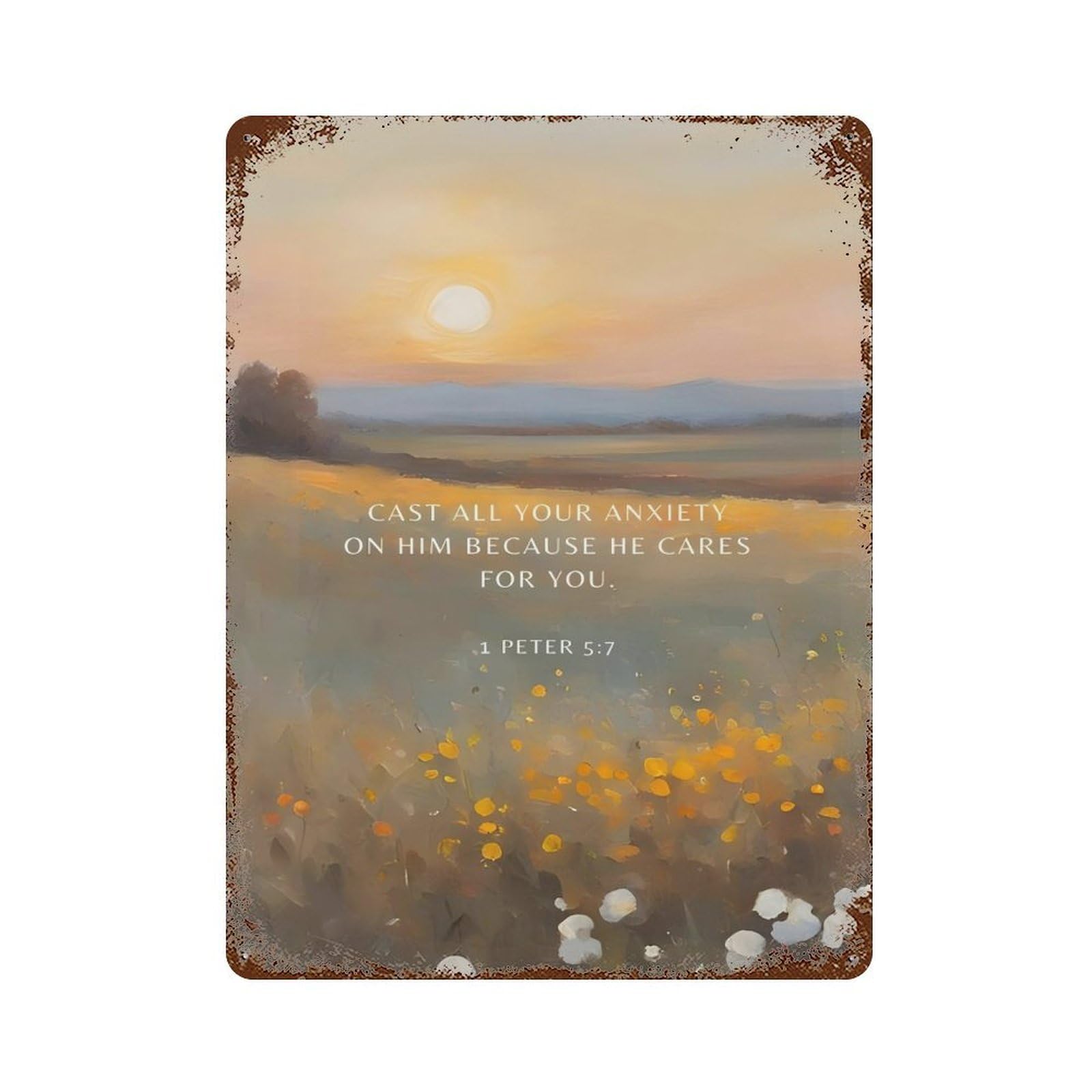 xiaoxiaoshen 1 Peter 5 7 Watercolor Christian Wall Decor Art Metal Tin Poster Modern Home Decor Art Home Bar Shop Decorations Vintage Sign 40x30cm