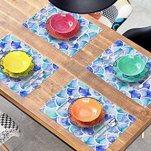 Set de table sirène aquarelle de cuisine résistant chaleur antidérapant - 8